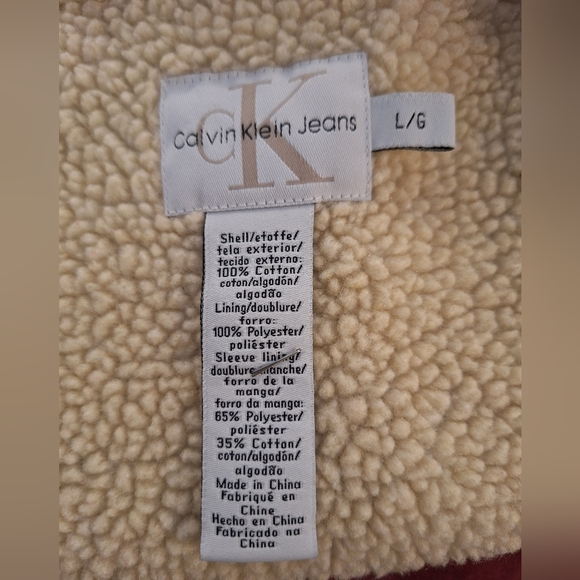 Vintage Calvin Klein Jeans Sherpa 100% Cotton Denim Jacket LG - Picture 6 of 6